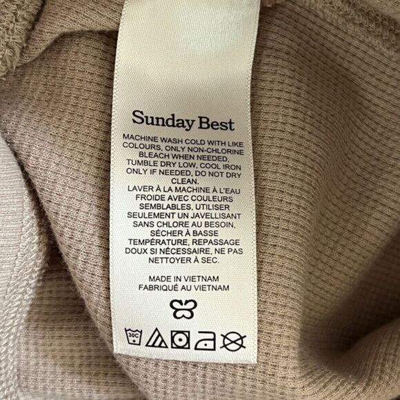 Aritzia Sunday Best Waffle Knit Flare Pant Size S Beige Pull-On Lounge Everyday - Picture 12 of 13
